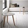 Round low wooden legs coffee table - Stefano