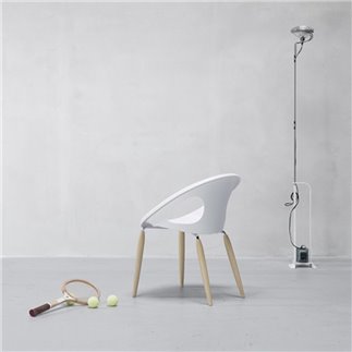 White Chair with Wooden Legs - Natural Drop | Scab