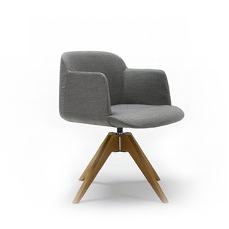 Swivel chair with wooden base - Deep | Quinti