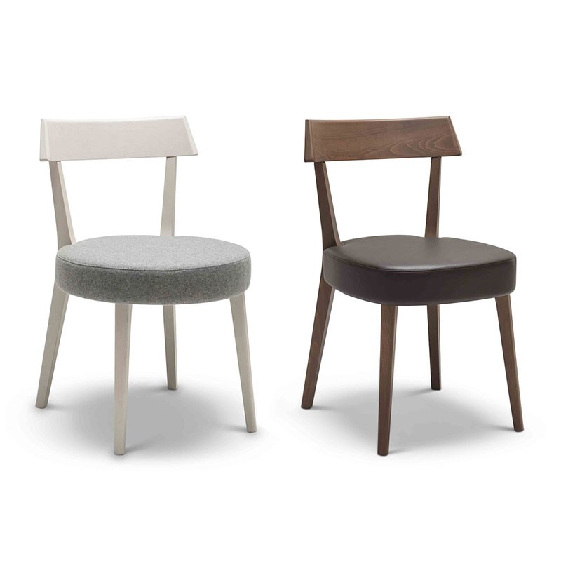 Beech Wood Chair with Eco-Leather Cushion Seat - Ariston | Origins 1971