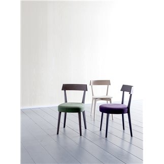 Beech Wood Chair with Eco-Leather Cushion Seat - Ariston