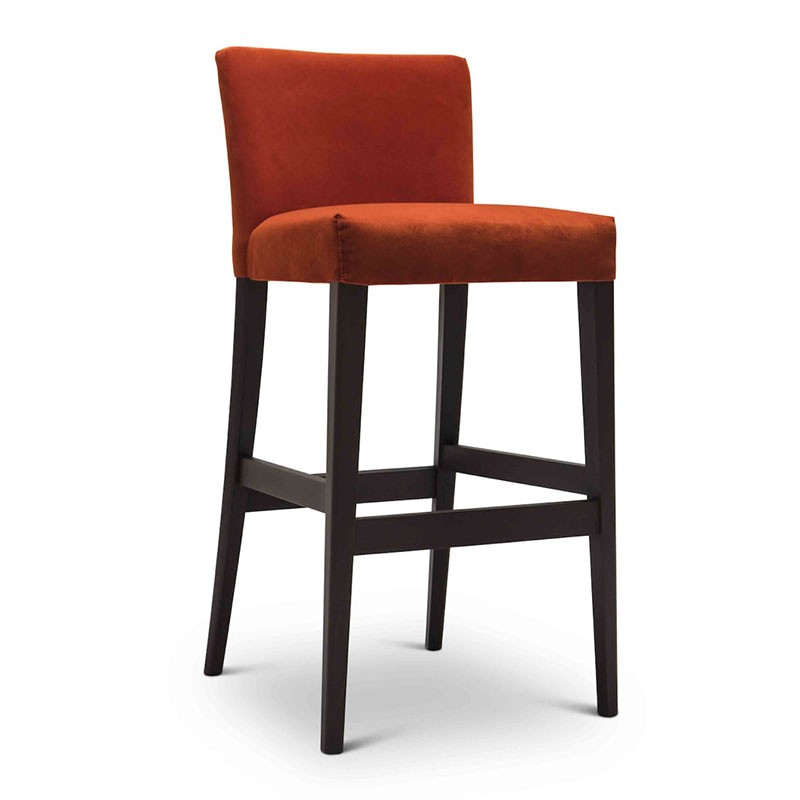 Fixed High Stool in Velvet with Backrest - Noblesse | Origins 1971