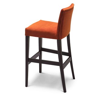 Fixed High Stool in Velvet with Backrest - Noblesse | Origins 1971