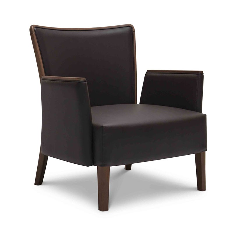 Wood and Fabric Lounge Armchair for Waiting Room - Nob | Origins 1971