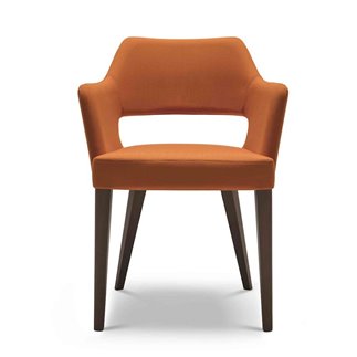 Wood Restaurant Chair with Backrest and Armrests - Emily | Origins 1971