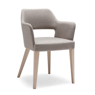 Wood Restaurant Chair with Backrest and Armrests - Emily | Origins 1971