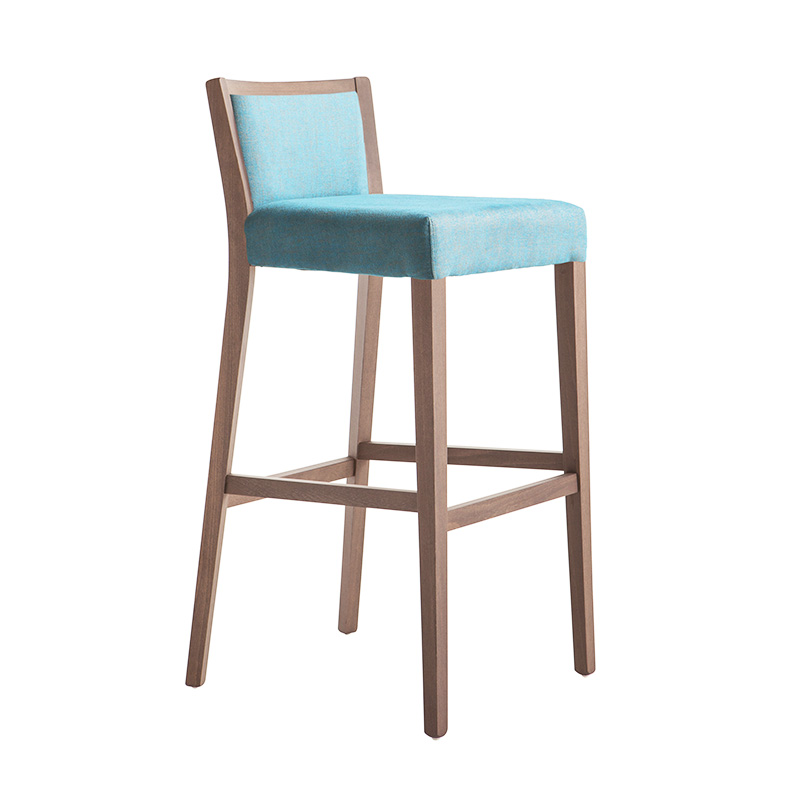 High Wooden Bar Stool with Fabric Cushion Seat - Moma Soft | Palma