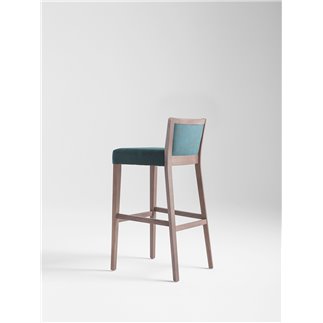 High Wooden Bar Stool with Fabric Cushion Seat - Moma Soft | Palma