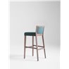 High Wooden Bar Stool with Fabric Cushion Seat - Moma Soft