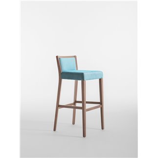 High Wooden Bar Stool with Fabric Cushion Seat - Moma Soft | Palma