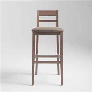 High Wooden Stool with Backrest and Cushion Seat - Corinne | Palma