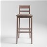 High Wooden Stool with Backrest and Cushion Seat - Corinne