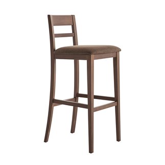 High Wooden Stool with Backrest and Cushion Seat - Corinne | Palma