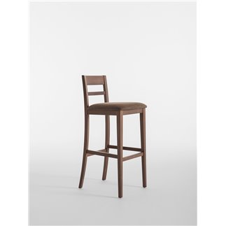 High Wooden Stool with Backrest and Cushion Seat - Corinne | Palma