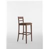 High Wooden Stool with Backrest and Cushion Seat - Corinne