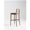 High Wooden Stool with Backrest and Cushion Seat - Corinne