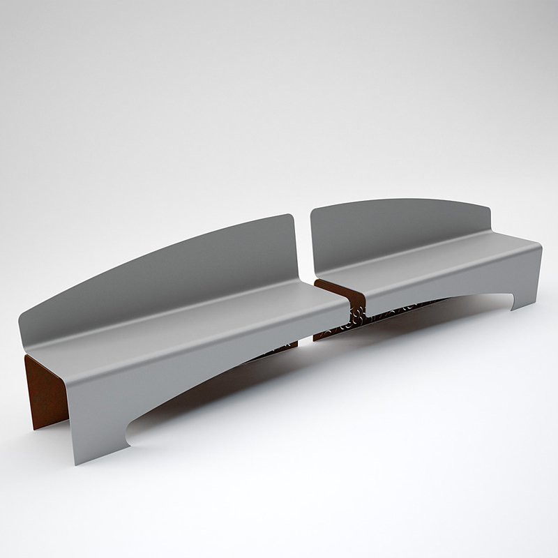 Painted-Steel Bench with Backrest - Eclissi | IsaProject