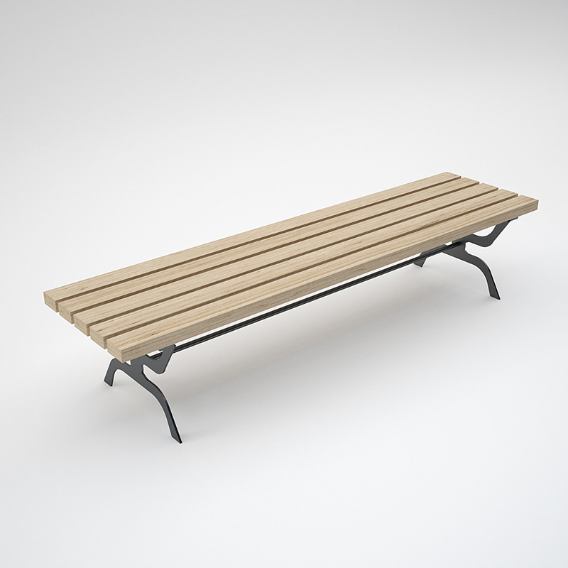 Steel and Woodden Bench - Retro | IsaProject