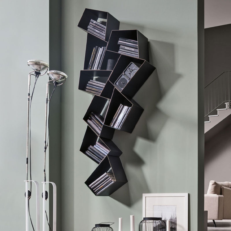 Geometric Wall Metal Bookcase - W Su Line | Ronda Design