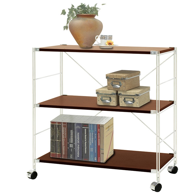 Steel and Wenge Bookcase with Wheels | IsaProject