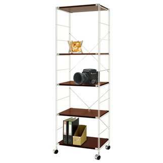 Steel and Wenge Bookcase with Wheels