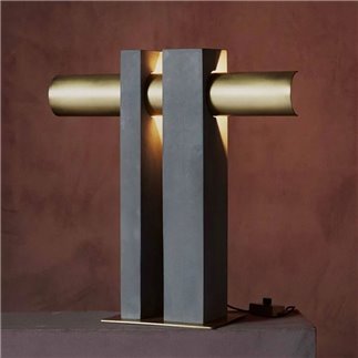 Concrete and Brass Table Lamp - Pi