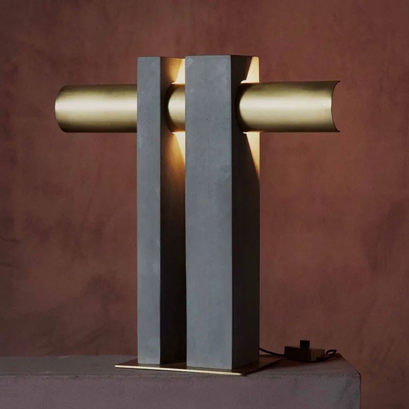 Concrete and Brass Table Lamp - Pi | ISA Project