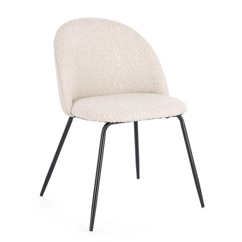 Bouclè Effect Chair with Steel Legs - Tanya | Bizzotto