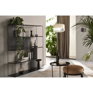 Metal Bookcase with Glass Shelves - Sarabi