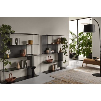 Metal Bookcase with Glass Shelves - Sarabi | Meme Design