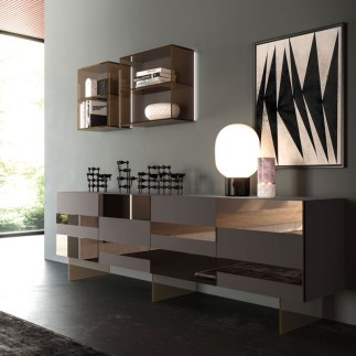 Sideboard with Doors with Bronzed Mirror - Stripe | Orme Design