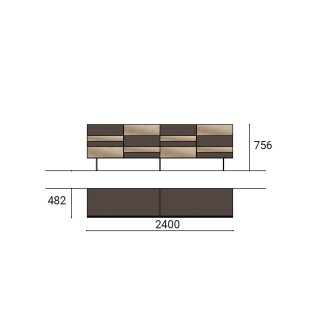 Credenza ad Ante con Specchio Bronzato - Stripe | Orme Design