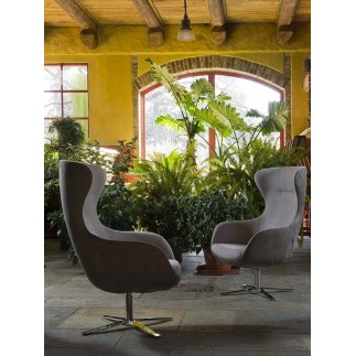 Swivel Armchair in Fabric or Leather - Picked