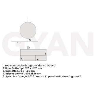 Mobile Bagno con Pensile a Giorno - Yang 09 | Ardeco