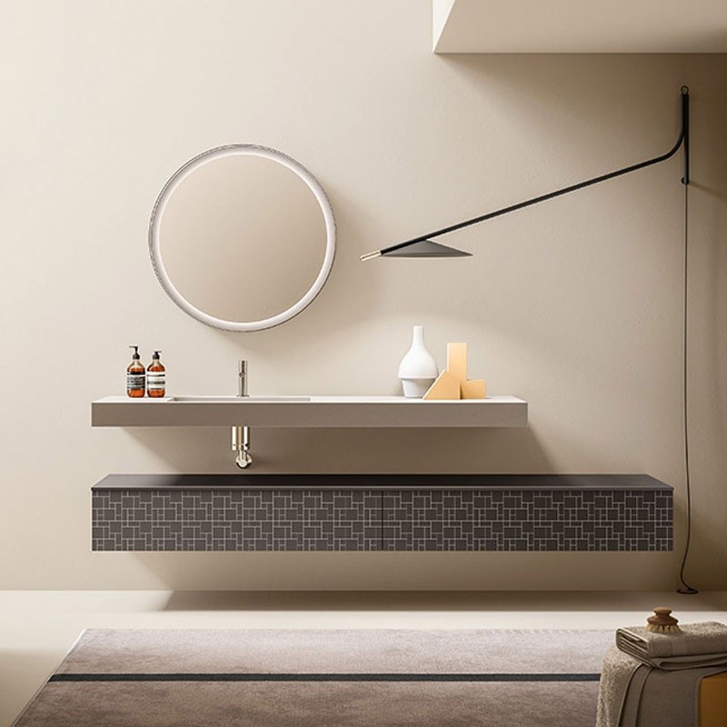 Mobile Bagno di Design con Specchio Rotondo - Vintage 10 | Ardeco