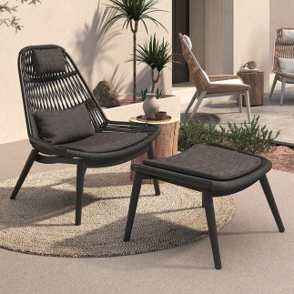 Outdoor Lounge Armchair with Footrest - Como | Grattoni