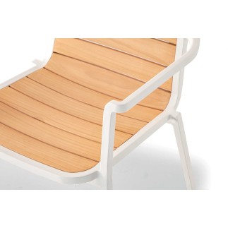 Aluminium and Teak Wood Armchair - Nida | Grattoni