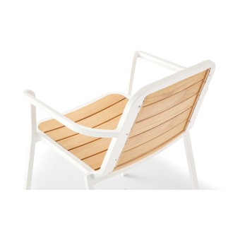 Aluminium and Teak Wood Armchair - Nida | Grattoni