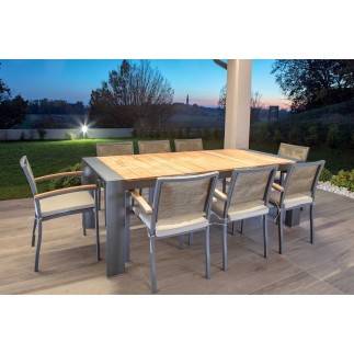 Extending Table in Aluminium and Wood - Top | Grattoni