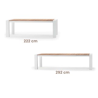 Extending Table in Aluminium and Wood - Top | Grattoni