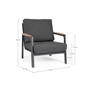 Outdoor Armchair with Wooden Armrests - Jalisco