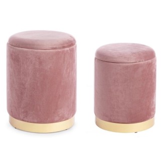 Set 2 Storage Pouf in velvet - Polina | Bizzotto