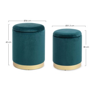 Set 2 Storage Pouf in velvet - Polina | Bizzotto