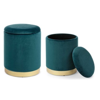 Set 2 Storage Pouf in velvet - Polina | Bizzotto