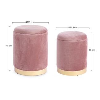 Set 2 Storage Pouf in velvet - Polina