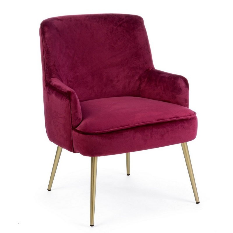 Armchair in velvet and gold steel feet - Clelia | ISArreda