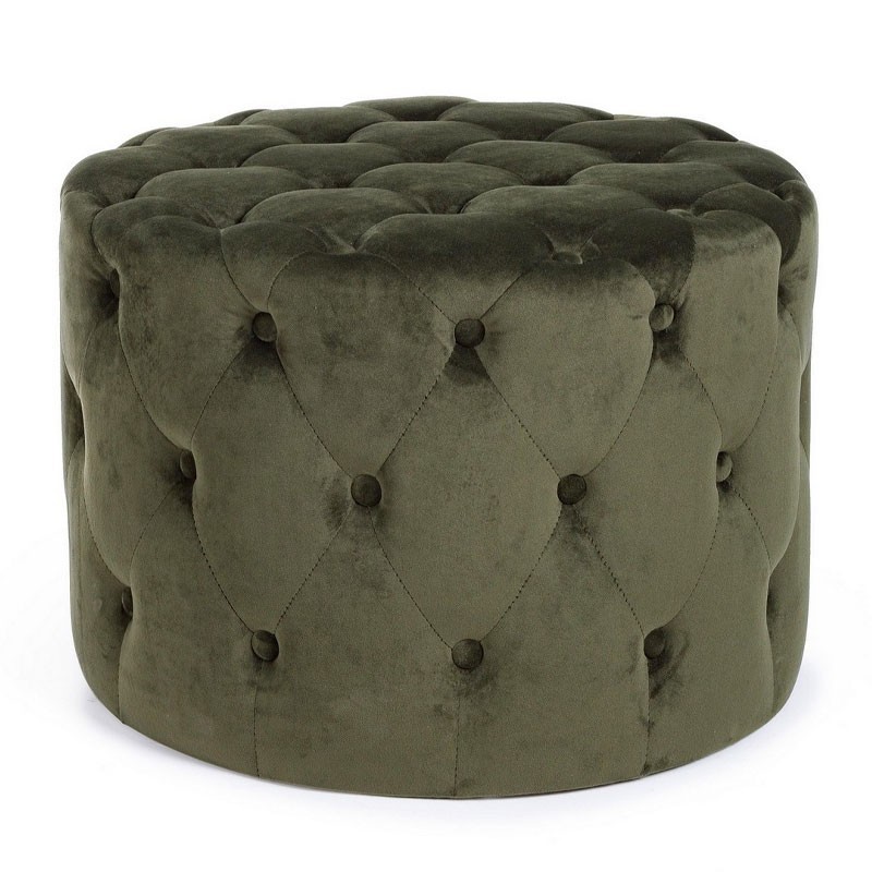 Pouf in velvet green, grey, turtledove - Paul | ISA Project