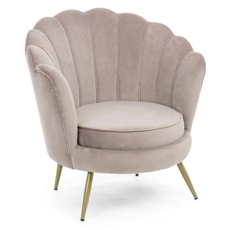 Armchair in velvet and gold steel feet - Shell | ISA Project