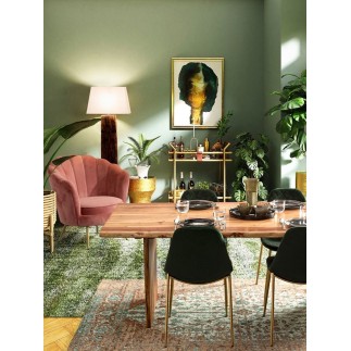 Armchair in velvet and gold steel feet - Giliola | Bizzotto