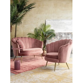 Armchair in velvet and gold steel feet - Giliola | Bizzotto
